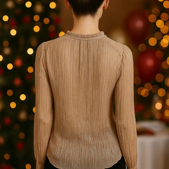 Joie Metallic Blouse Size SP – Festive Holiday Party Top - Picture 2 of 7